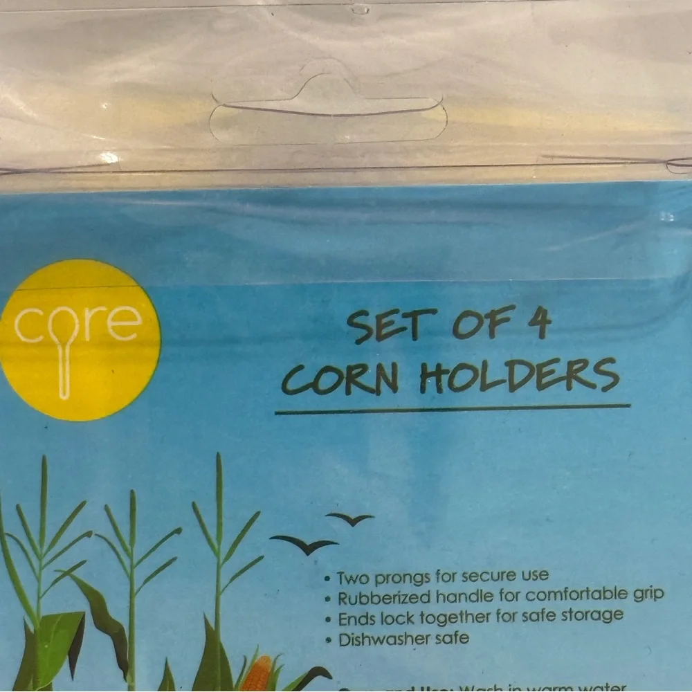 Core Kitchen Set of 4 Corn 🌽 Holders – Rubber Grip Handles, Dishwasher Safe